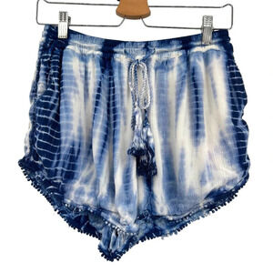 Generation Love Blue Tie Dye Tasseled Drawstring‎ Shorts Size Medium
